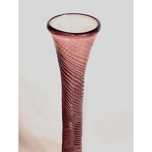 Hermanos Avalos Mexican art Glass Tall amethyst swirl Vase 16" - Picture 5 of 9